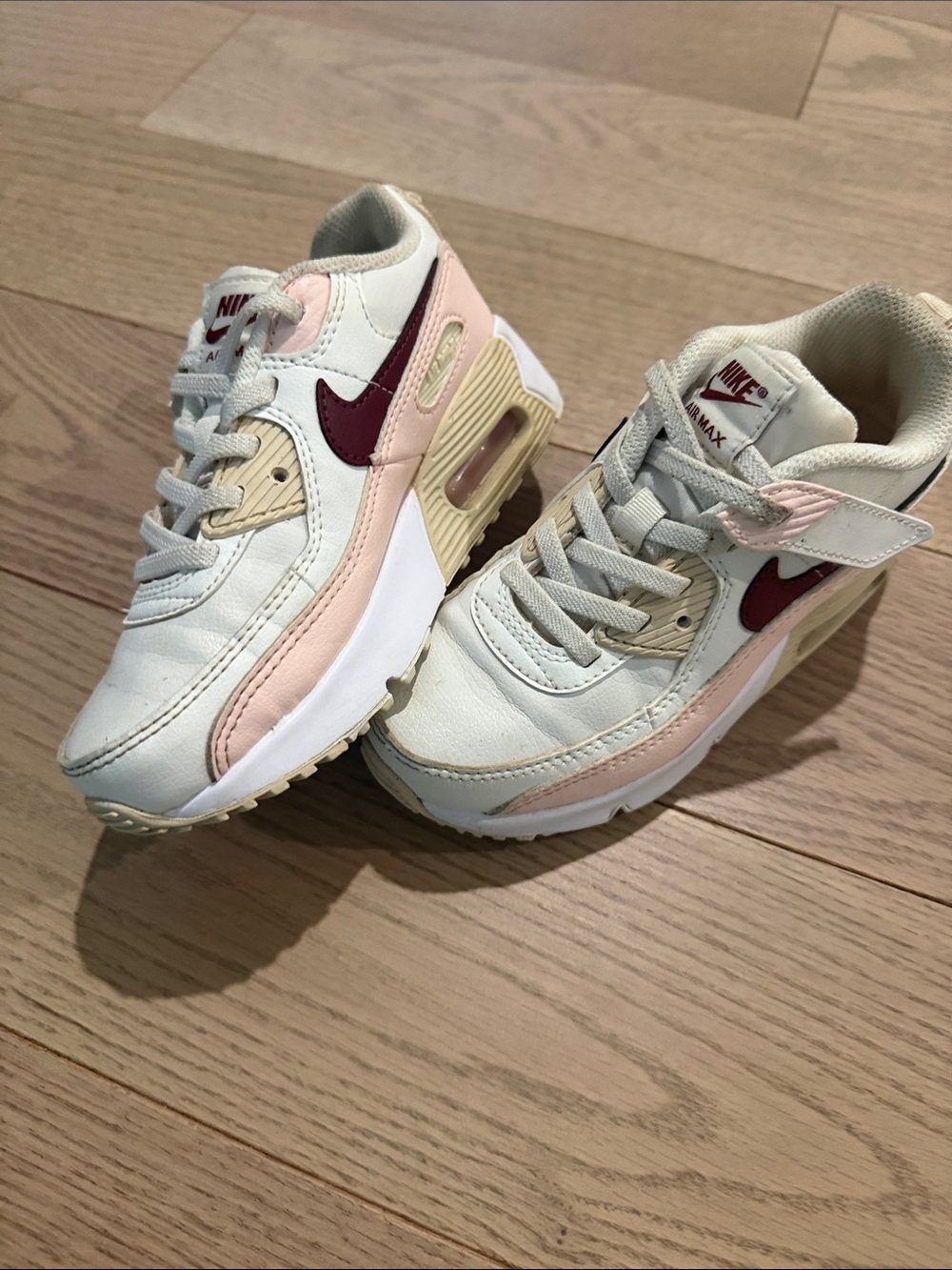 Nike Kids White, Pink & Burgundy Air Max Sneakers